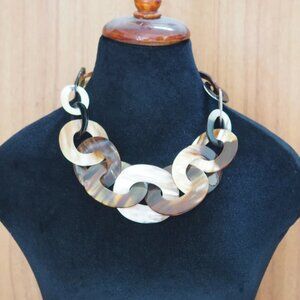 Natural Buffalo Horn Necklace Chunky Large Short
